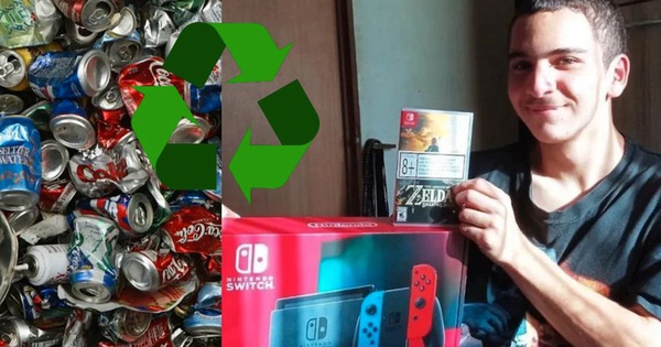 Gamers diligently picked up nearly half a ton of cans and sold them for 9 months to buy Nintendo Switch
