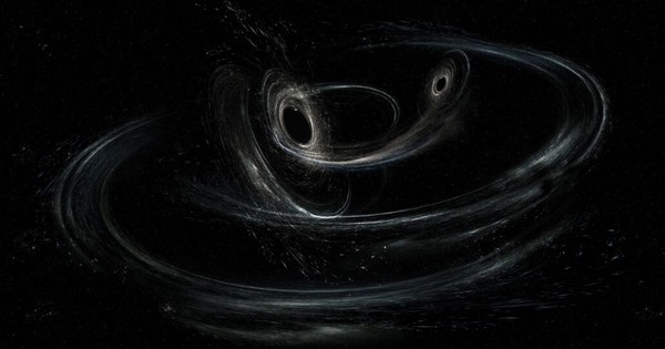 Gravitational waves show two black holes merging, then shooting away at 2.5 million km/h