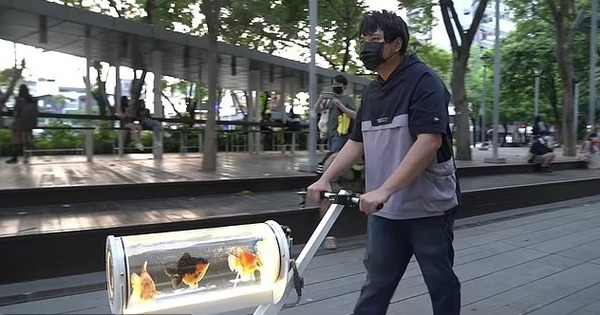 YouTuber designed a portable aquarium so he could take his pet goldfish for a walk