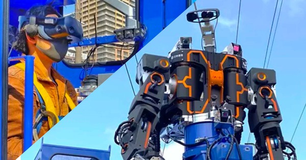 This is how the Japanese control a giant construction robot with virtual reality, like playing a video game
