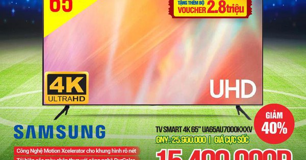 Top 5 big screen 4K TVs with deep discounts in SEA Games season, some models are immediately reduced by 44% unbelievable
