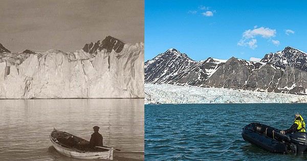 Photographer recreates photo more than 100 years old to warn about melting ice