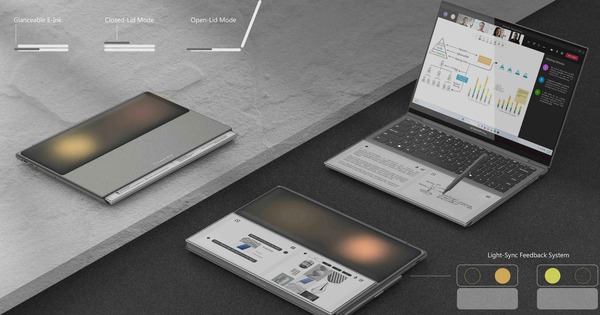 Compal AI Book: Mẫu laptop tích hợp màn hình phụ Kaleido 3 như máy đọc sách ở phần kê tay