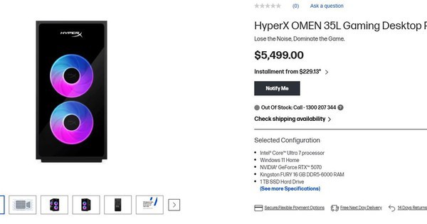 CPU Intel Core Ultra 7 270K Plus Arrow Lake Refresh xuất hiện trên PC gaming HP OMEN 35L