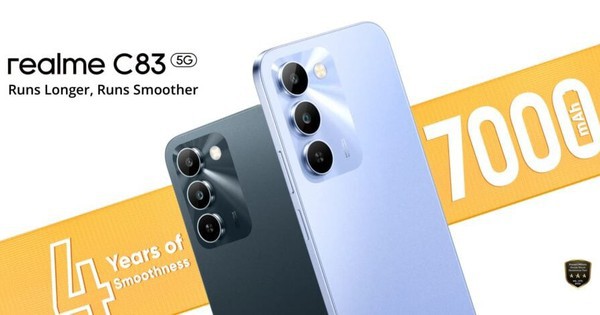 Realme C83 5G chính thức ra mắt: Pin 7000mAh, màn hình 144Hz và độ bền chuẩn quân đội