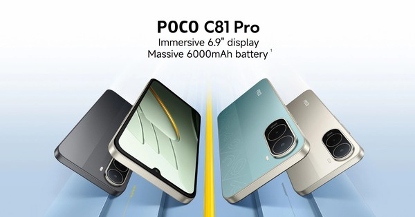 Poco C81 Pro ra mắt: pin 6000mAh, màn 6.9 inch 120Hz, giá từ 2.6 triệu