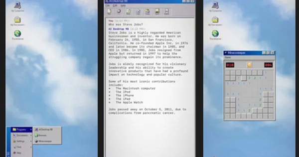 Lập trình viên tái hiện Windows 98 với AI biết nói, đầy đủ dial-up và Minesweeper