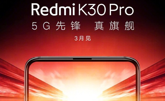 "Smartphone quốc dân" Redmi K30 Pro lộ diện với camera thò thụt, ra mắt vào tháng 3