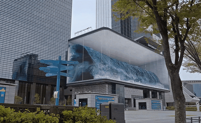 Nhìn lên hết hồn tưởng sóng thần ập vào thành phố, hoá ra là tác phẩm ảo giác lớn nhất thế giới hiển thị trên màn hình của Samsung