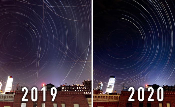 2 bức ảnh cho thấy Covid-19 đã 'dọn sạch' bầu trời thành phố New York như thế nào