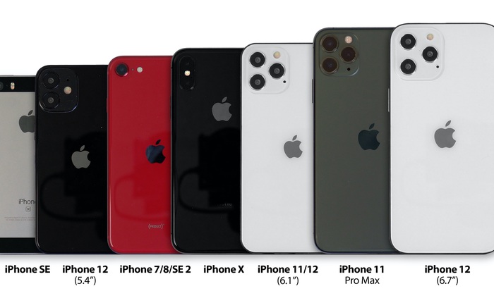 So sánh kích thước iPhone 12 với iPhone đời cũ: iPhone 12 5.4 inch còn nhỏ hơn cả iPhone SE 4.7 inch