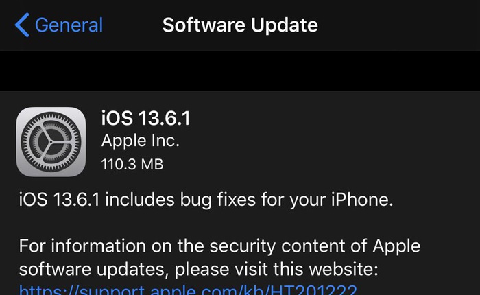 Apple phát hành iOS 13.6.1: Khắc phục lỗi màn hình xanh trên iPhone và lỗi đầy bộ nhớ