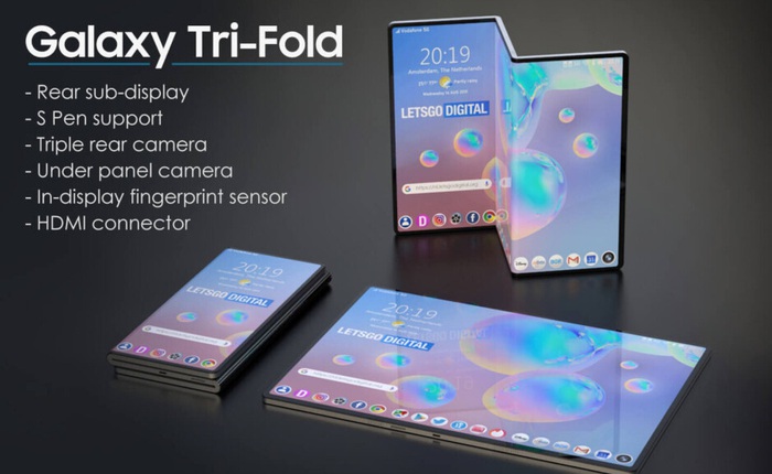 Đây là thiết kế smartphone màn hình gập 3 của Samsung

