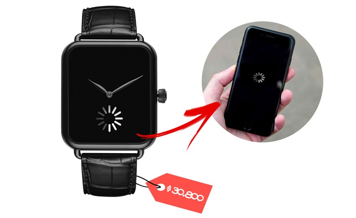 Mẫu đồng hồ cơ giá hơn 700 triệu đồng này có thiết kế y hệt Apple Watch, dùng icon "loading wheel" trên iOS làm kim giây để khịa nhà Táo cho vui