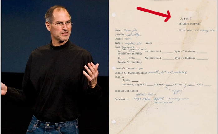 Đơn xin việc của Steve Jobs thời còn là "chiếc chiếu mới" được bán với mức giá không tưởng