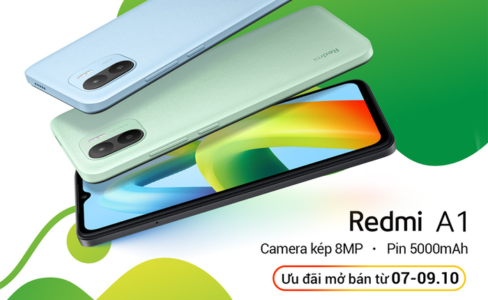 Xiaomi Redmi A1: Smartphone giá rẻ, pin 5000mAh ra mắt tại Việt Nam