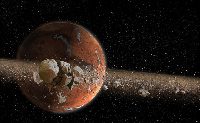 Các nhà khoa học phát hiện Sao Hỏa đang âm thầm 'xé toạc' Mặt trăng lớn nhất