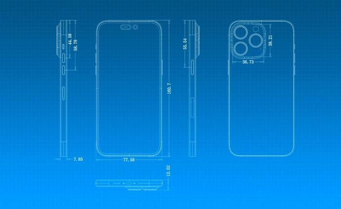 Lộ ảnh CAD iPhone 14 Pro cho thấy độ lồi cụm camera, khẳng định sự hiện diện của notch hình 'viên thuốc'