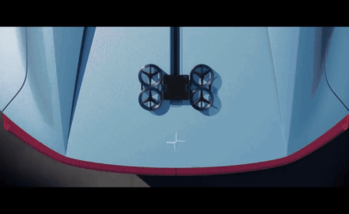 Hãng Thụy Điển giới thiệu ý tưởng xe điện tích hợp flycam tự lái, bay theo xe để quay phim lại hành trình