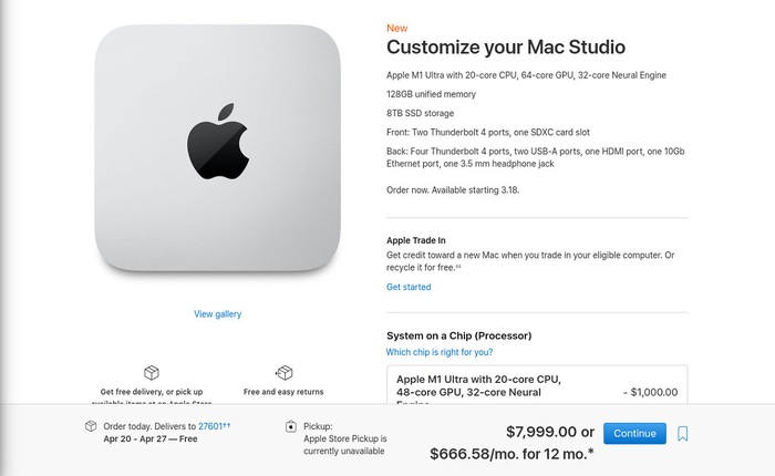 Mac Studio bản "max option" có giá gần 200 triệu
