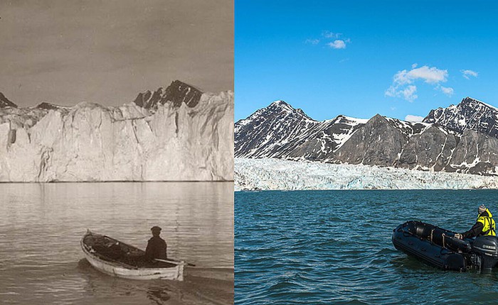 Nhiếp ảnh gia tái hiện bức ảnh hơn 100 năm tuổi để báo động tình trạng băng tan