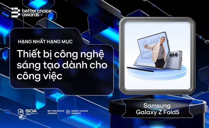 Vượt qua cả laptop và máy tính bảng, Samsung Galaxy Z Fold5 đạt hạng nhất hạng mục Thiết bị công nghệ sáng tạo cho công việc