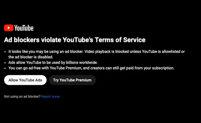 YouTube loại bỏ các công cụ chặn quảng cáo trên quy mô toàn cầu