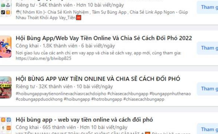 Facebook tràn lan hội nhóm hướng dẫn và chia sẻ cách... bùng app vay tiền