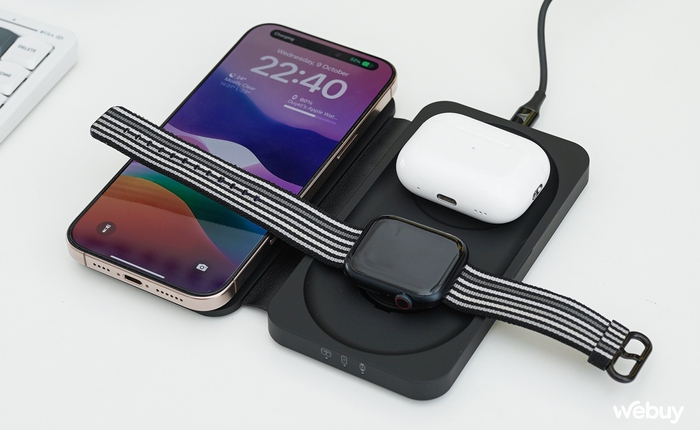 Phụ kiện không dây 3 trong 1 cho người dùng "hệ Táo": Sạc được cùng lúc cả iPhone, AirPods và Apple Watch, thiết kế gấp cực gọn, giá dưới 1 triệu đồng