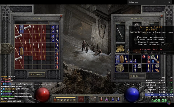 Streamer Diablo II nhặt được vật phẩm hiếm, lập tức “phi shop” cho vui