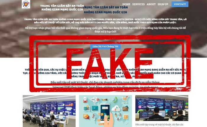 Cảnh báo giả mạo website Trung tâm Giám sát an toàn không gian mạng quốc gia để lừa đảo