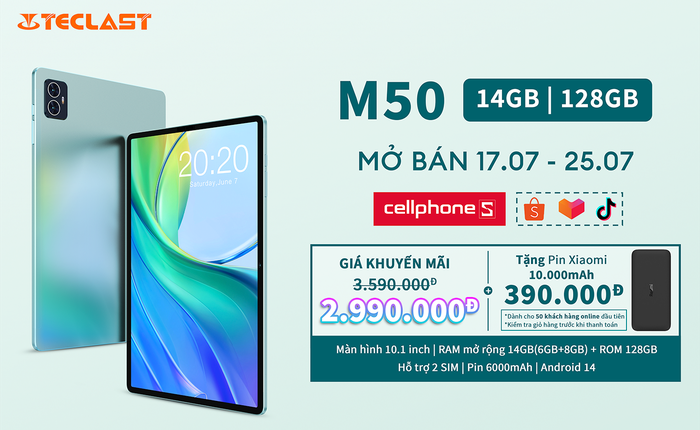 Máy tính bảng Teclast M50 chính thức chào sân tại Việt Nam