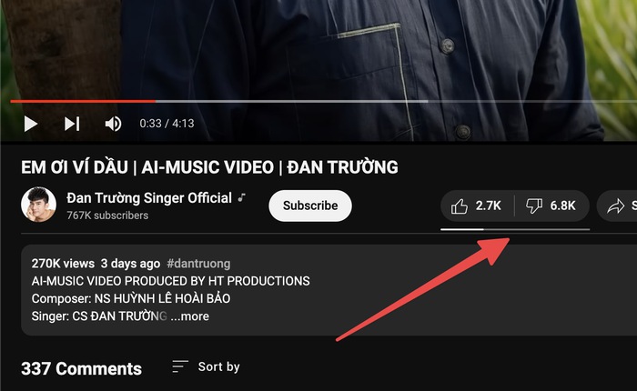MV làm bằng AI của Đan Trường gây tranh cãi: Lượt dislike cao gấp 3 lần, người xem thẳng thắn lên tiếng "Anh đang coi thường khán giả?"