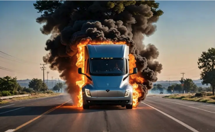 Vụ cháy đầu tiên của xe tải điện Tesla Semi: Cần 190.000 lít nước, 14 giờ để dập tắt!