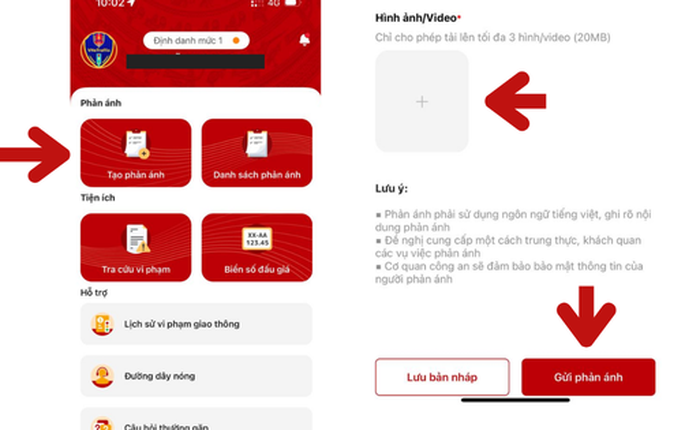 Cách phản ánh vi phạm giao thông trên ứng dụng VNeTraffic