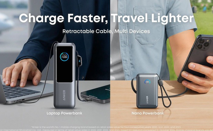 Ra mắt pin dự phòng Anker công suất khủng 165W cho laptop, có mẫu sạc không dây siêu mỏng cực hợp iPhone Air