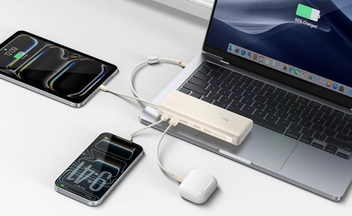 Baseus có pin dự phòng mới: 20.000mAh 100W, dây USB-C tích hợp, sạc cùng lúc 4 thiết bị, sạc được cả MacBook Pro
