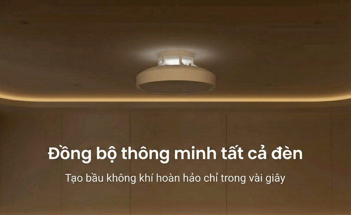 Quạt trần cũng có loại không cánh kèm đèn LED đổi màu, mẫu của Yeelight giá chỉ 3 triệu, rất hợp phòng khách nhỏ của gia đình Việt