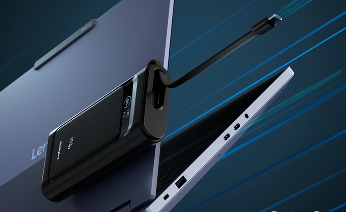 Pin dự phòng Lenovo ThinkPlus 20.000mAh mới: Có cáp sẵn, công suất tổng 190W kèm màn hình hiển thị, giá chưa đến 1 triệu