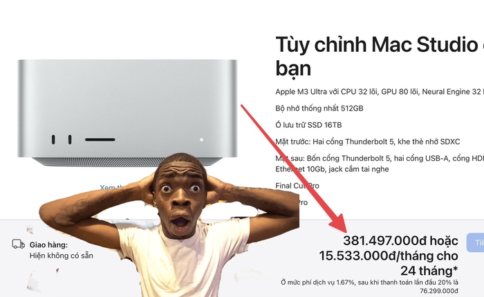 Xem thử giá Mac Studio bản "max option" và cái kết... hết hồn: Đắt hơn cả Vinfast VF3!