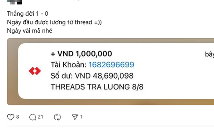 Dân tình liên tục khoe được mạng xã hội Threads trả lương đến vài chục triệu đồng: Có thật không?