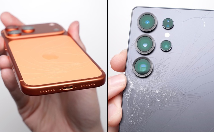 Drop test iPhone 17 Pro Max với Galaxy S25 Ultra để thấy khung nhôm mới và titan khác nhau đến mức nào
