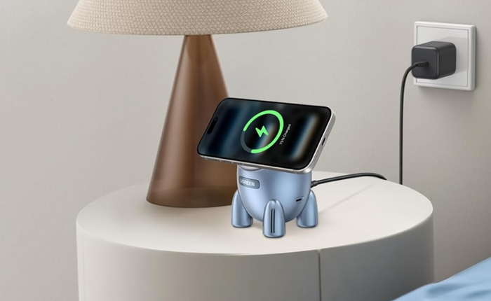 UGREEN bán sạc không dây Magsafe hình tên lửa, hỗ trợ Qi2.2, công suất tối đa 25W, sạc cùng lúc iPhone và AirPods