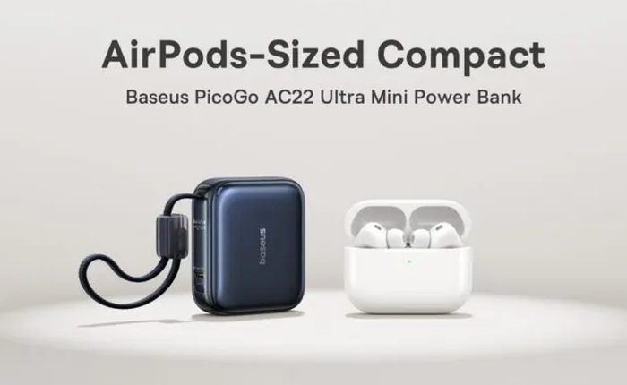 Pin dự phòng Baseus mới bé như hộp sạc AirPods nhưng dung lượng 10.000mAh, sạc nhanh tận 45W