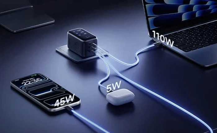 Củ sạc Baseus 160W này có màn hình, quạt tản nhiệt 12.500 vòng/phút, giá khoảng 1.5 triệu