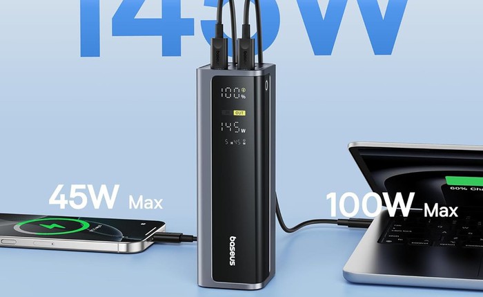 Baseus ra mắt pin sạc dự phòng EnerGeek GR12 dung lượng 20.800mAh, hỗ trợ sạc 145W cho 4 thiết bị cùng lúc