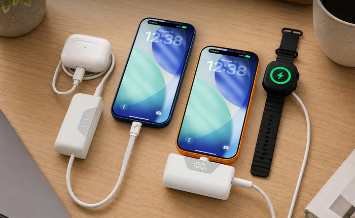 Pin dự phòng này có thể bẻ đôi thành 2 viên nhỏ hơn, tổng 10.000mAh, công suất tổng 35W, có sẵn cáp USB-C