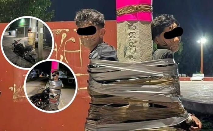 Batman lộ diện tại Mexico: Dùng băng keo trói sống hàng loạt tên trộm xe máy vào cột đèn khiến cảnh sát đau đầu