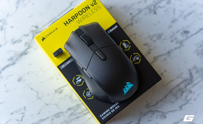 Trên tay Corsair Harpoon v2 Wireless: Rất nhẹ, ôm tay, linh hoạt trong từng cú vẩy với cảm biến 26K DPI