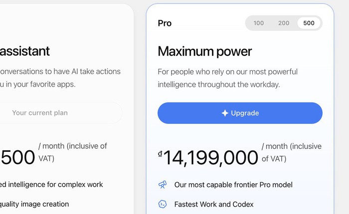 ChatGPT thêm gói Pro 500 USD, gói Pro 200 USD bị giảm hạn mức